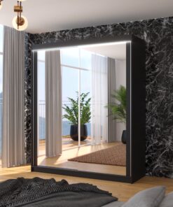 Tolóajtós szekrény tükörrel és LED világítással MORGAN 180