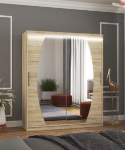 Tolóajtós szekrény tükörrel és LED világítással BALTIMORE 180