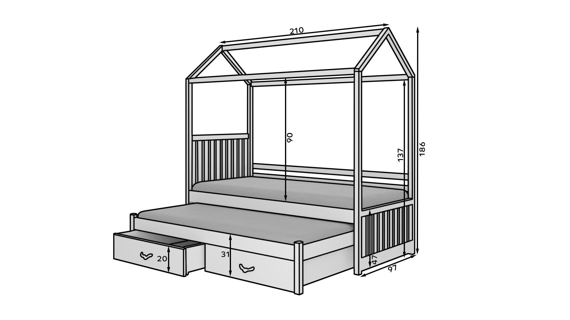 Kisház ágy JONASZEK - Image 3