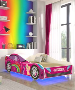 LED CAR PINK matraccal és világítással ágy