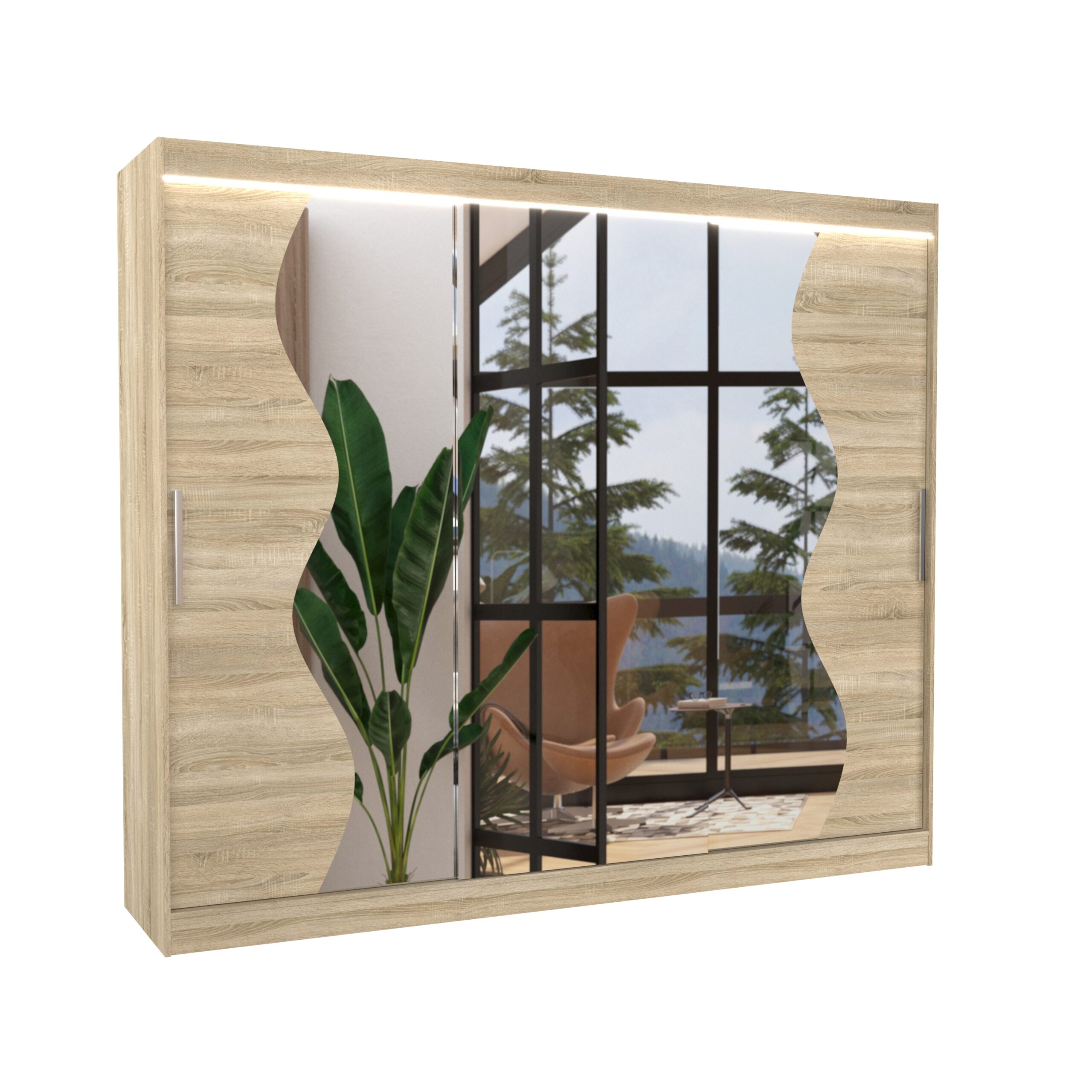 LED tükrös tolóajtós szekrény SHARON 250 - Image 2