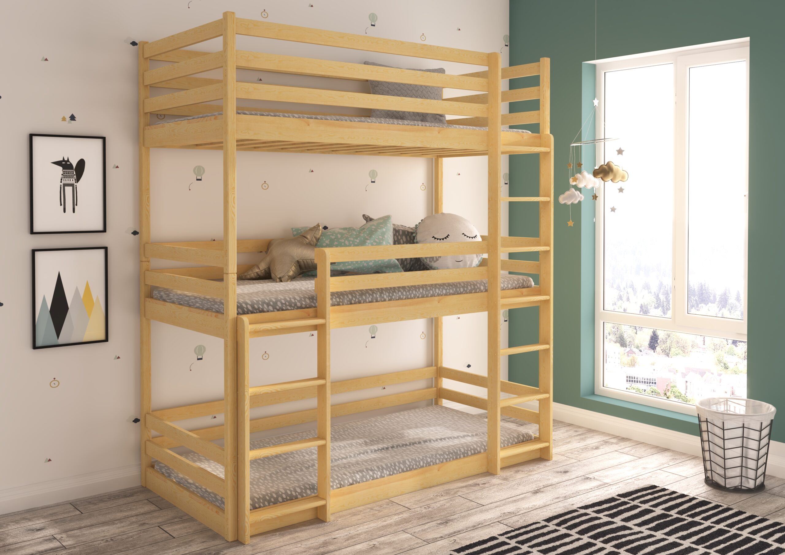 TEDRO háromszemélyes emeletes ágy