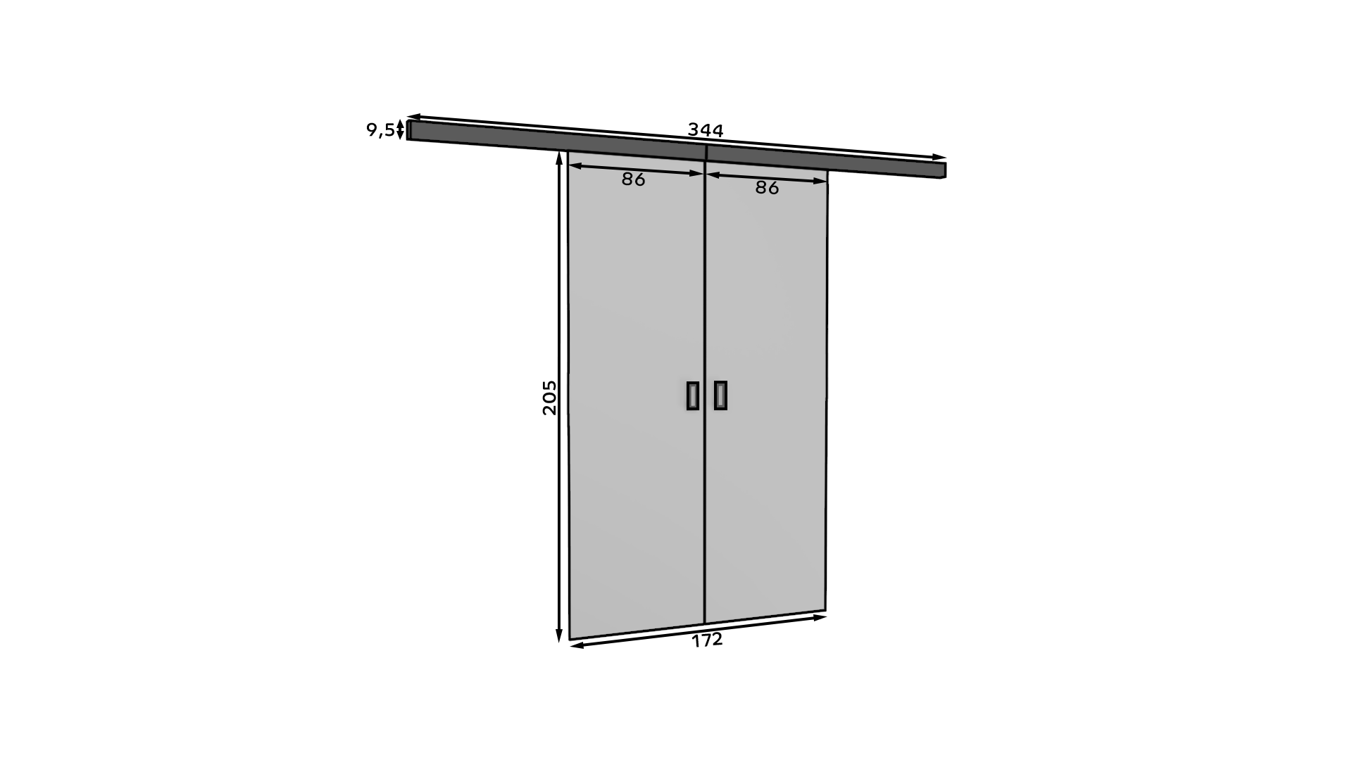 TOPPO kétszárnyú falra szerelhető tolóajtó - Image 3