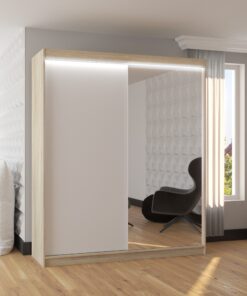 Tolóajtós szekrény tükörrel és LED világítással VIKI 180