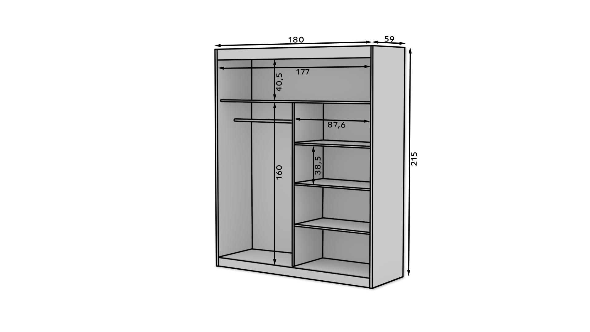 Tolóajtós szekrény tükörrel ESTI - Image 3
